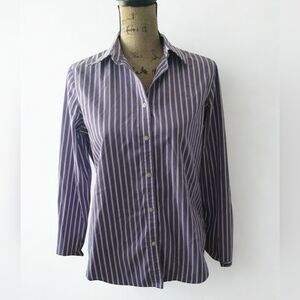 Ralph Lauren Purple And White Striped Button Down Shirt Women's Size M